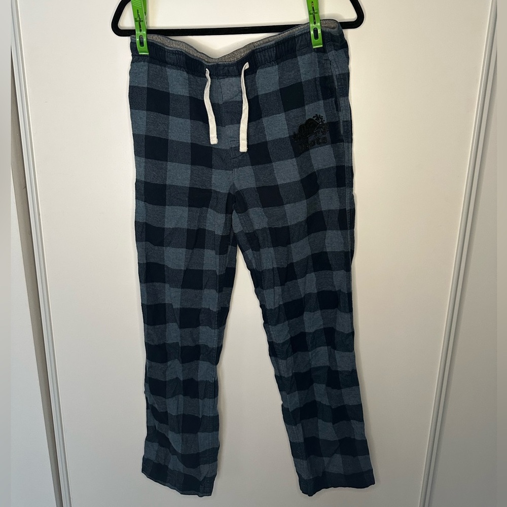 Roots Blue and Navy Plaid Drawstring Lounge Pants / PJs